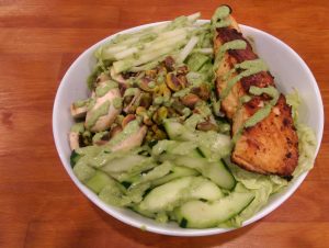 Green Goddess Salad with Pan Roasted Salmon
