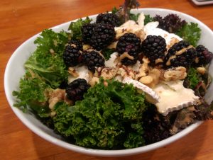Kale Salad with Blackberries Goat Cheese & Walnut